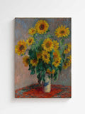 Canvas print of a sunflower painting with a textured background. Claude Monet Bouquet of flowers printed on high quality canvas