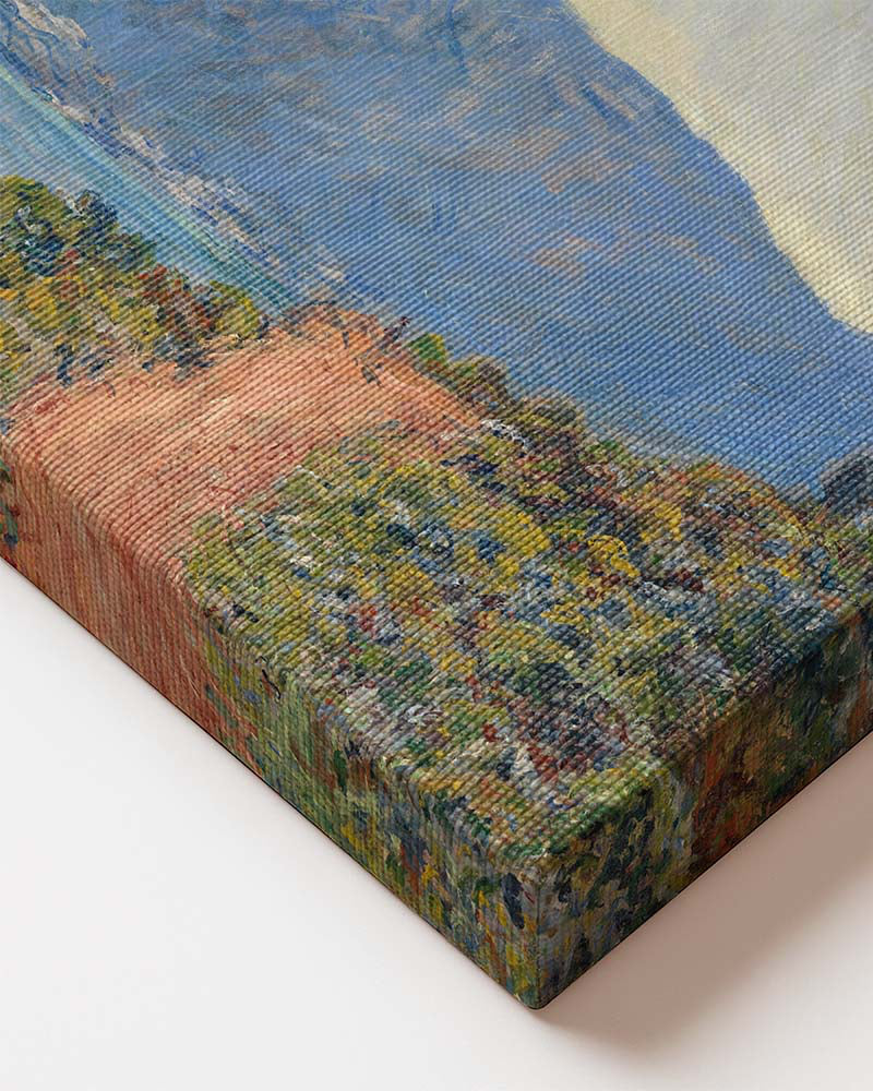 landscape by Claude Monet. La Corniche near Monaco close up of high printed quality canvas 
