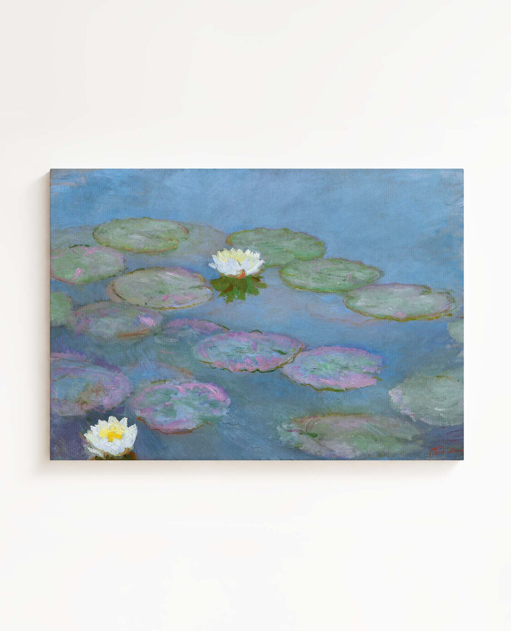 Claude Monet Water Lilies canvas wall art – large Impressionist Nympheas print from Atora Gallery. Calm, elegant decor perfect for a serene modern home.
