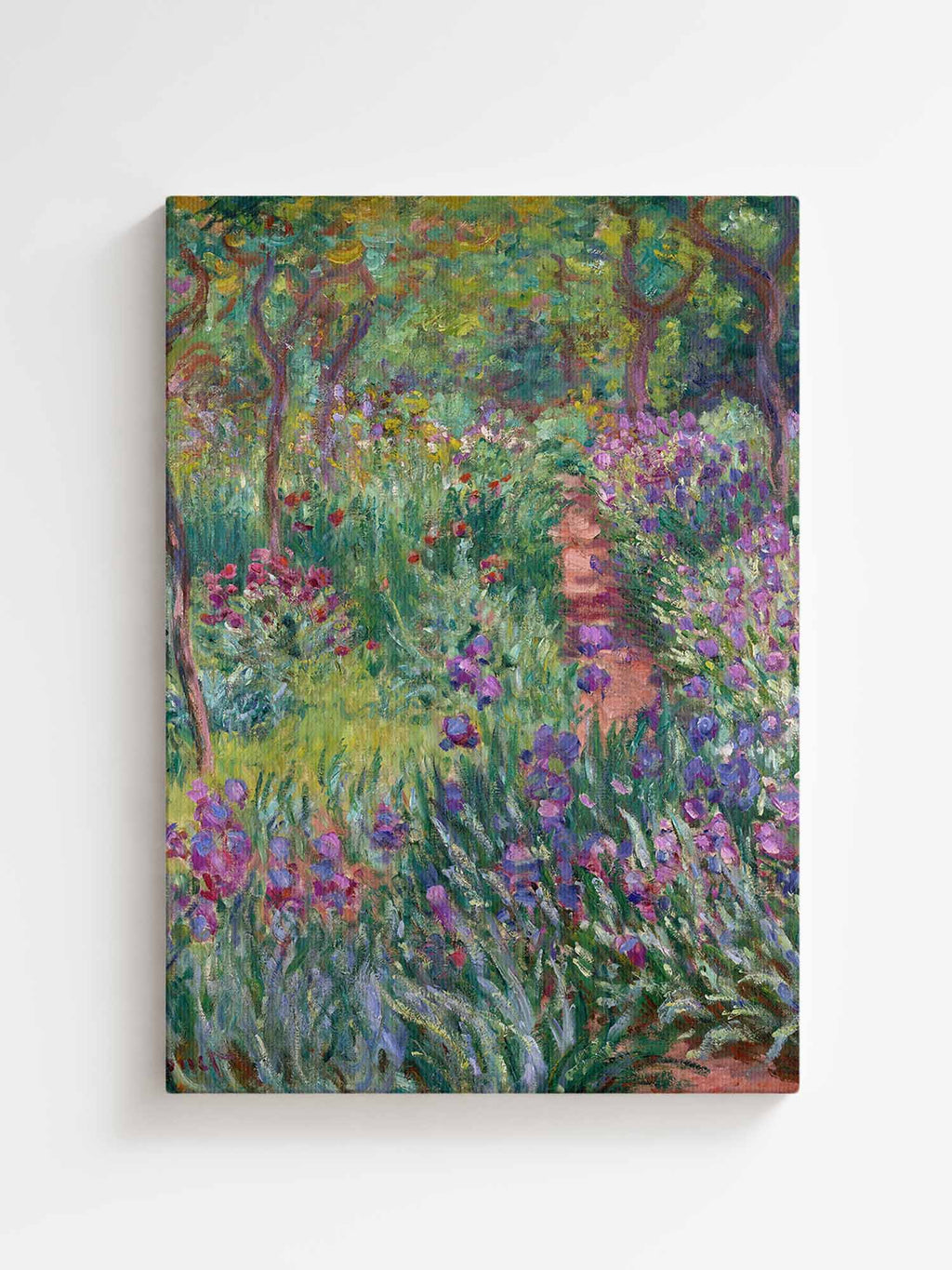 Claude Monet Garden Giverny canvas wall art – large Impressionist floral painting print from Atora Gallery. Colorful, elegant decor for a fresh interior.