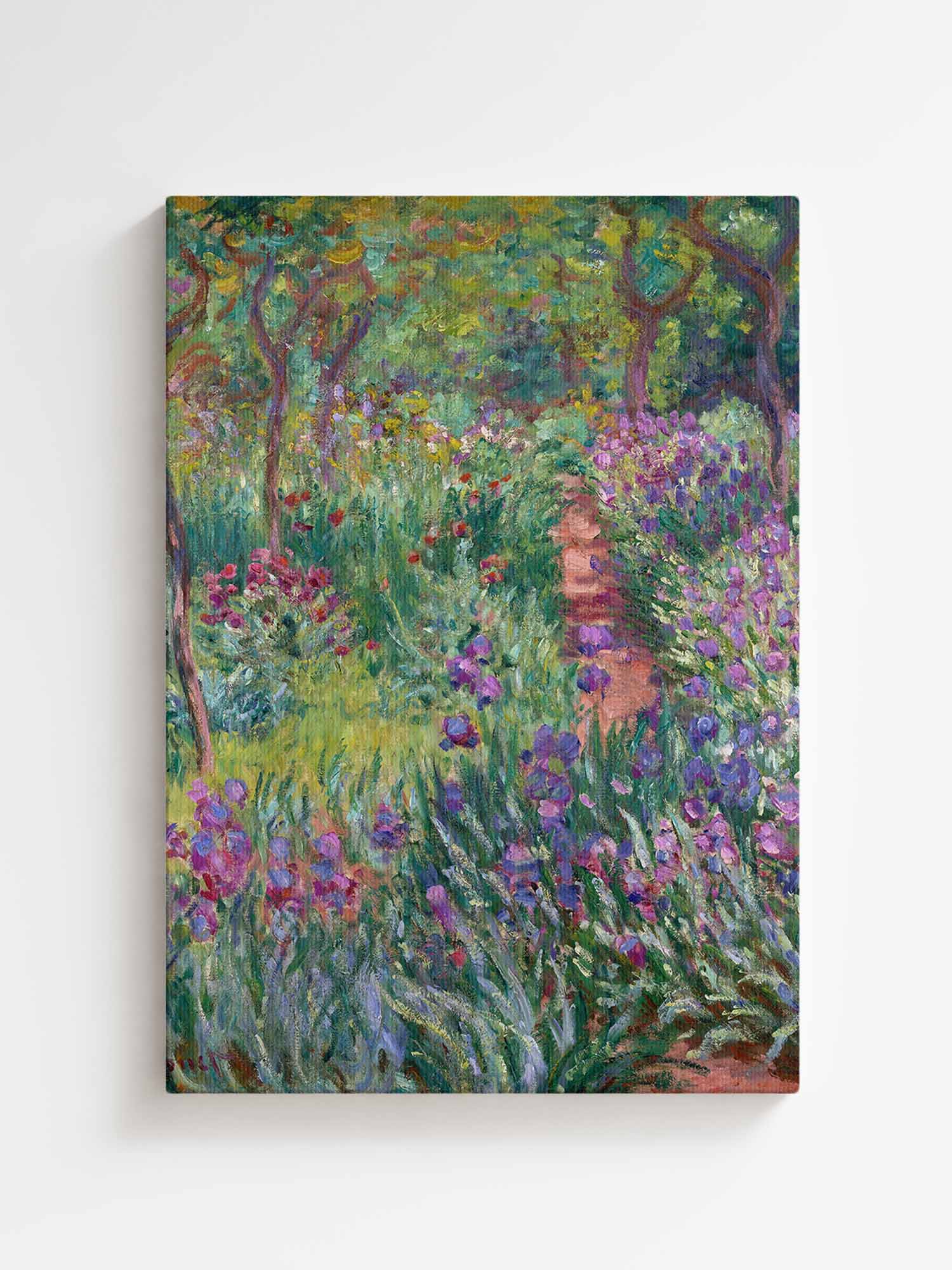 Claude Monet Garden Giverny canvas wall art – large Impressionist floral painting print from Atora Gallery. Colorful, elegant decor for a fresh interior.
