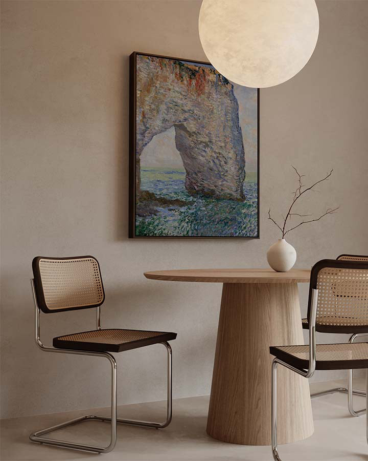 Claude Monet Manneporte Etretat canvas wall art – large Impressionist coastal painting print from Atora Gallery. Elegant, dramatic decor inspired by nature. in living room