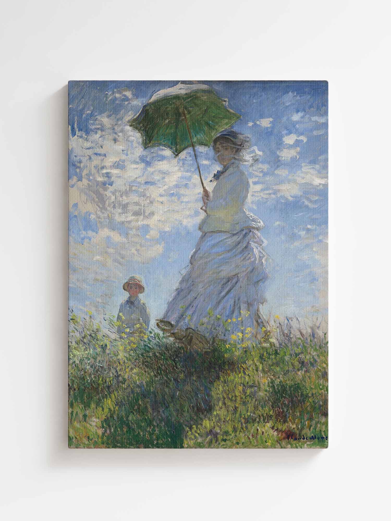 Claude Monet Woman with a Parasol canvas wall art – large Impressionist painting print from Atora Gallery. Light, elegant decor with a fresh, airy feel.