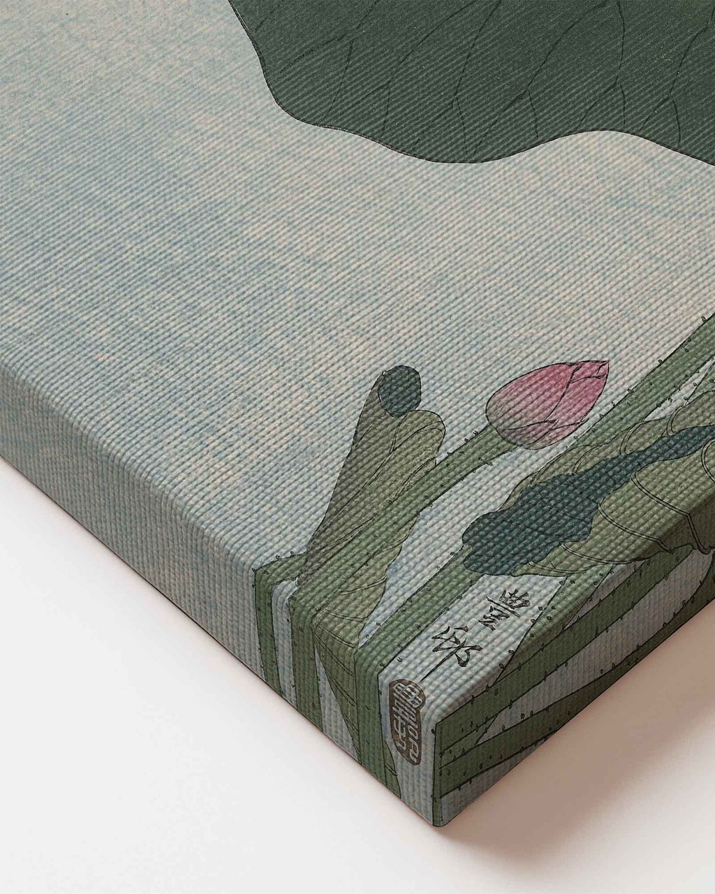 Close up of premium canvas of ohara koson art blooming lotus flowers