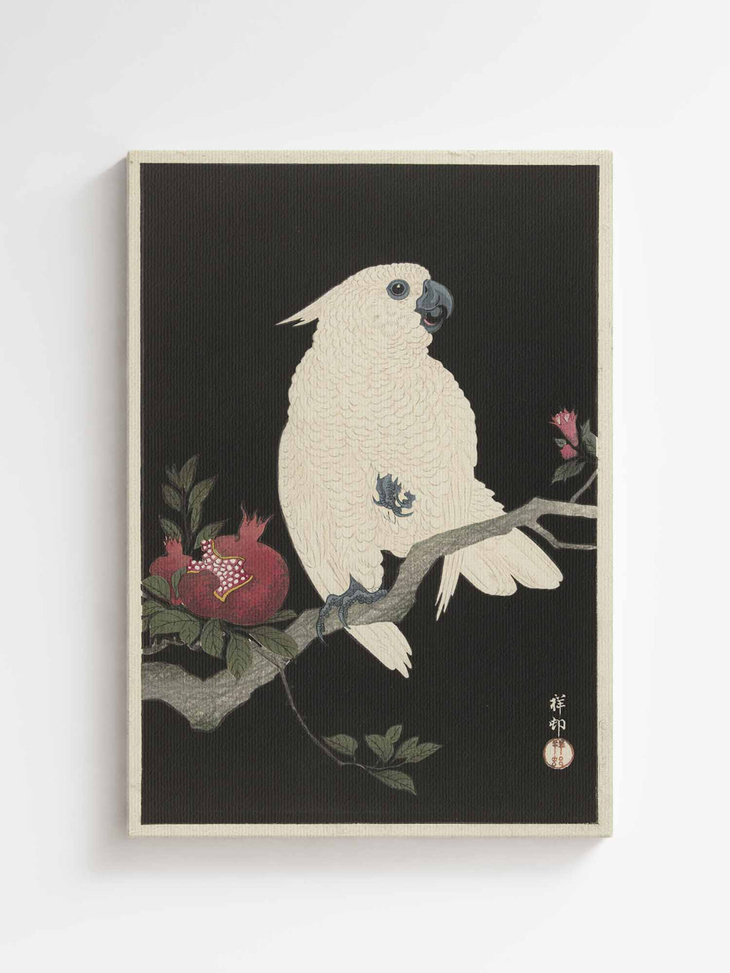 Ohara Koson - Cockatoo and pomegranate printed on high quality premium canvas Japanese art