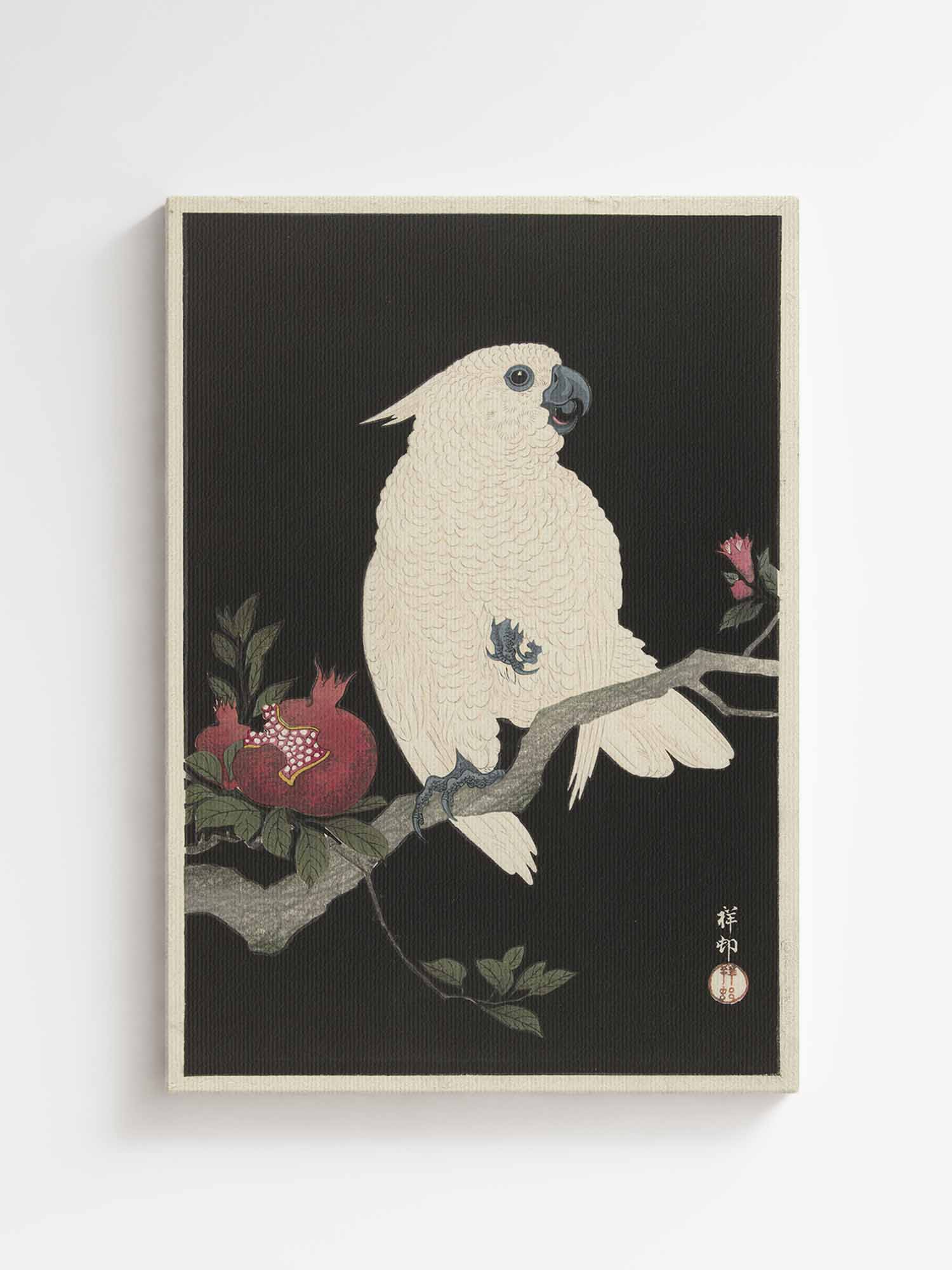 Ohara Koson - Cockatoo and pomegranate printed on high quality premium canvas Japanese art