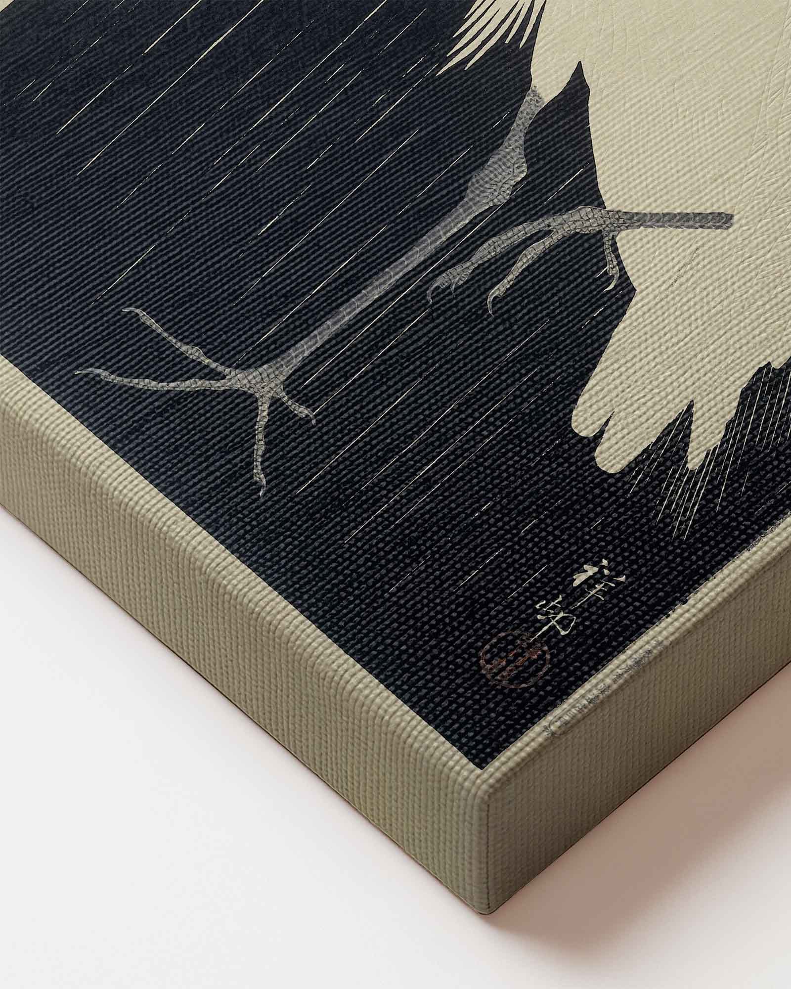 Ohara Koson - Egret in Rain printed on high quality canvas wall art Japanese artist close up of material