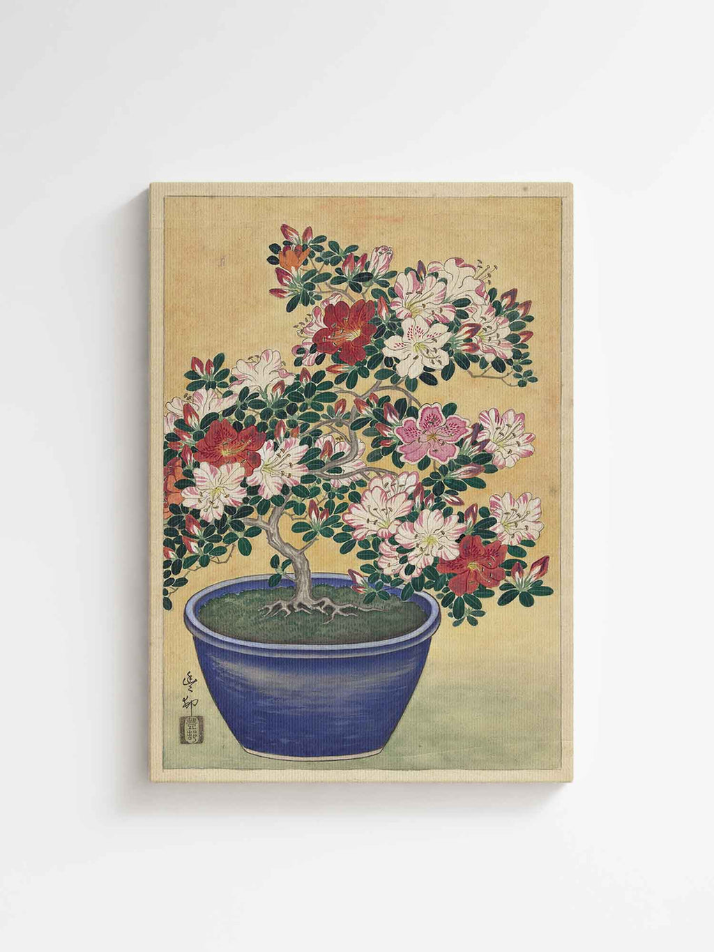 Ohara Koson - Flowering Azalea in Blue Pot Japanese art printed on high quality trending canvas Wall art