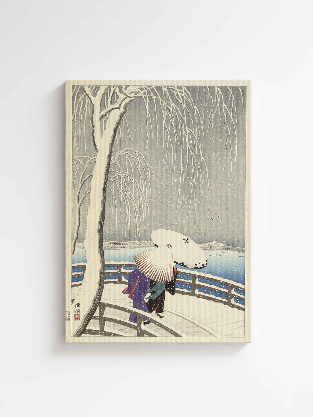 Ohara Koson - In the snow on Yanagibashi printed on premium canvas Japanese art