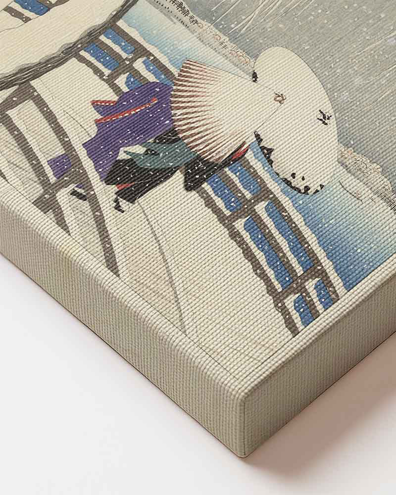 Ohara Koson - In the snow on Yanagibashi printed on premium canvas Japanese art close up of material