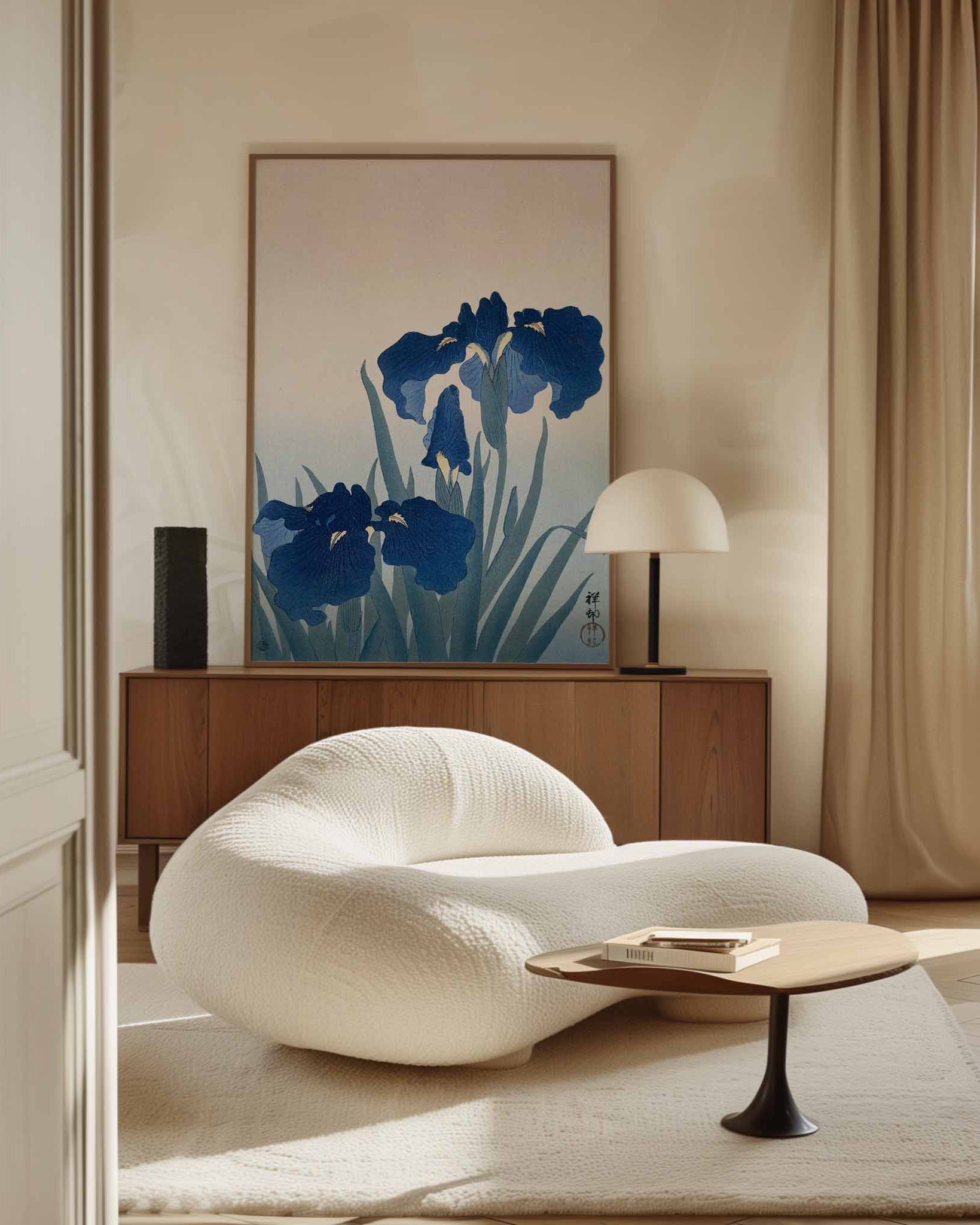 Ohara Koson - Irisis flowers printed on premium canvas Japanese art decorated in Japandi Room