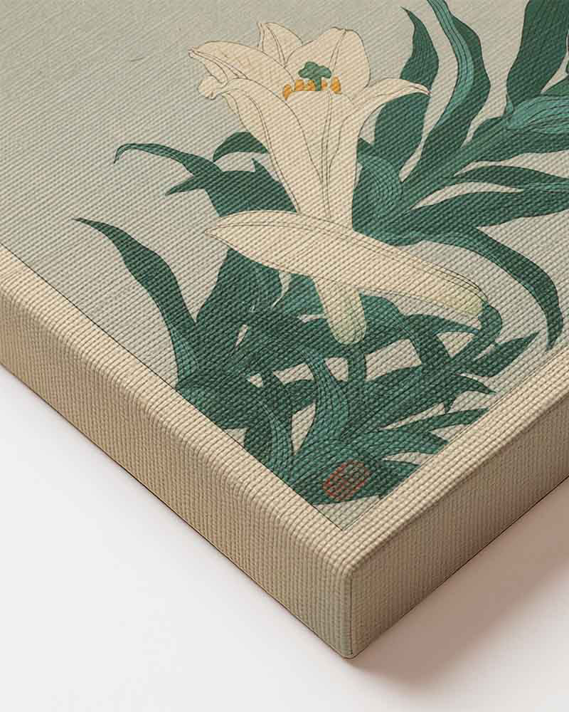 Ohara Koson - Lilies Japanese art printed on high quality premium canvas closeup of material