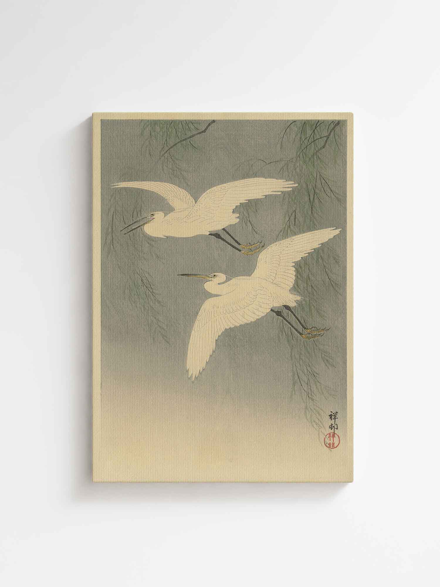 Ohara Koson - Little Egrets in flight printed on high quality canvas perfect Japanese wall art