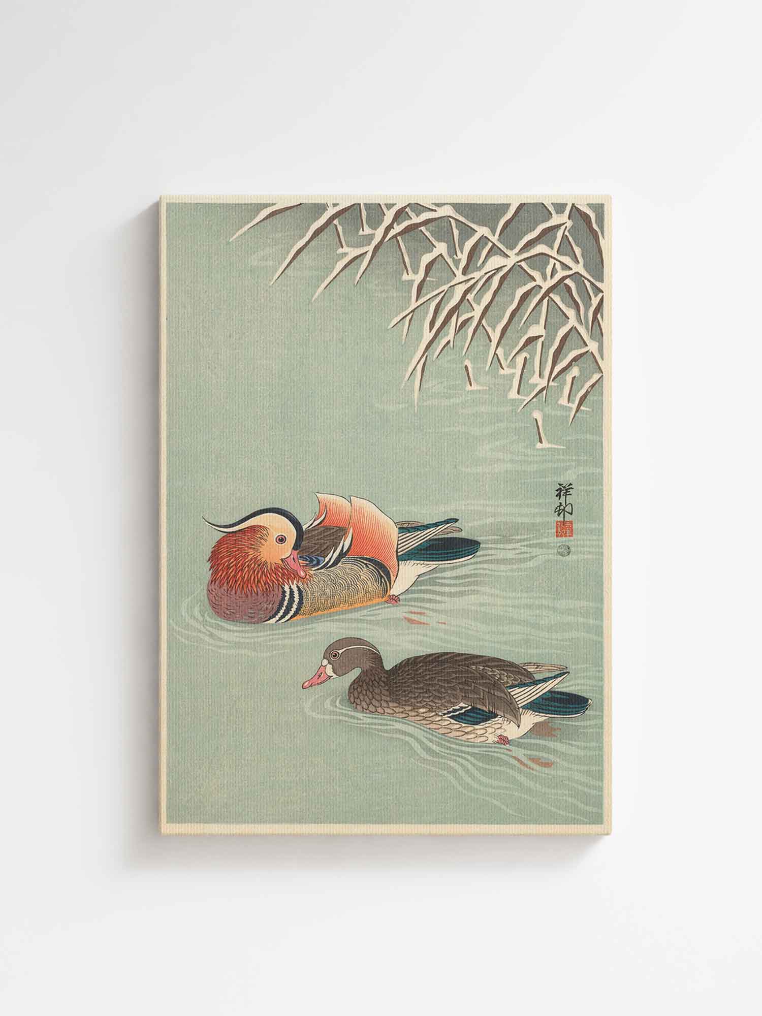 Ohara Koson - Mandarin Ducks on premium printed canvas wall decoration