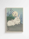 Ohara Koson - Rabbits on premium printed canvas wall decoration in Japandi living room